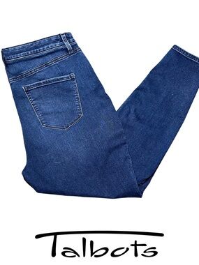 TALBOTS Womens Jeggings Jeans Sz 16P Petite High Waist Blue Stretch Ankle $109